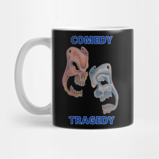 Comedy & Tragedy Blue Letters Mug